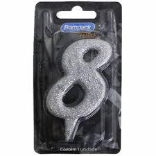 VELA ANIVERSARIO BOMPACK NUMERO 8 PRATA