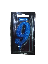 VELA ANIVERSARIO BOMPACK NUMERO 9 AZUL