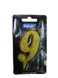 VELA ANIVERSARIO BOMPACK NUMERO 9 DOURADA