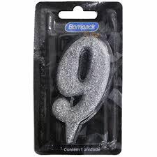 VELA ANIVERSARIO BOMPACK NUMERO 9 PRATA