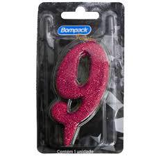 VELA ANIVERSARIO BOMPACK NUMERO 9 ROSA