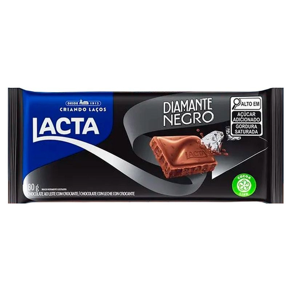 BAR CHOC LACTA 80G DIAM/NGR
