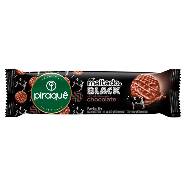 BISCOITO PIRAQUE LEITE MALTADO BLACK 80G