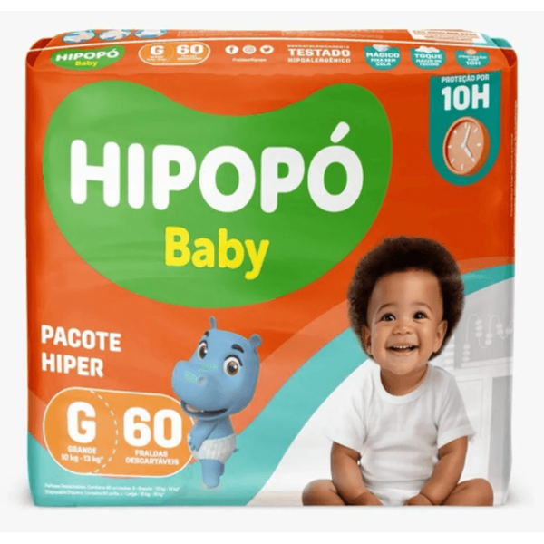 FRALDA HIPOPO BABY SHORT MEGA G 60U