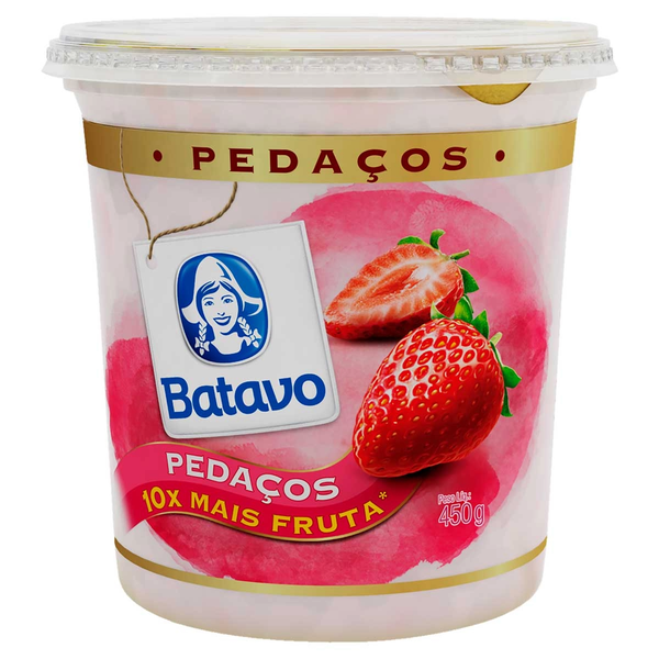 IOGURTE INTEGRAL BATAVO 450G PEDACOS DE MORANGO