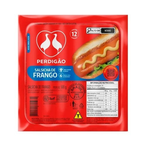 SALSICHA HOT DOG FRANGO PERDIGAO 500G
