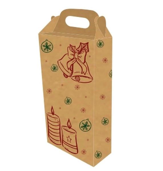 Caixa Vinho Natal C/Alça Kraft Ref.4251
