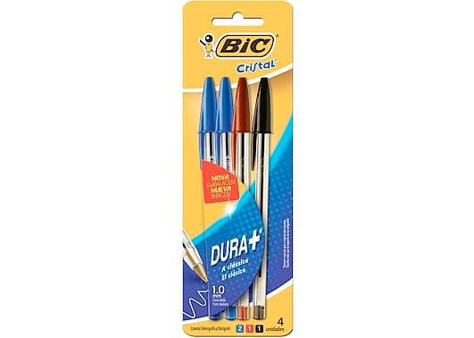 Caneta Bic Cristal 2az+1vm+1pt