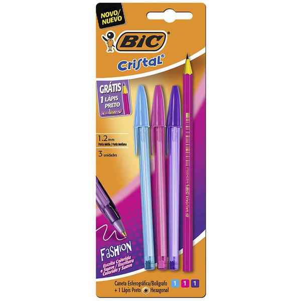 Caneta Bic Cristal C/3 + Marca Texto