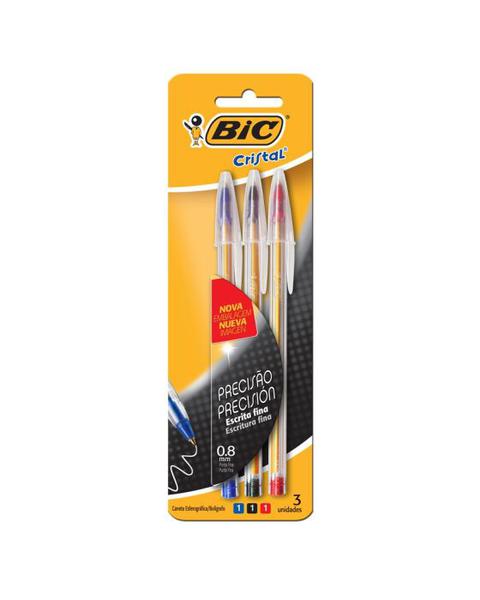 Caneta Bic Cristal Precisao C/3 + Lapis