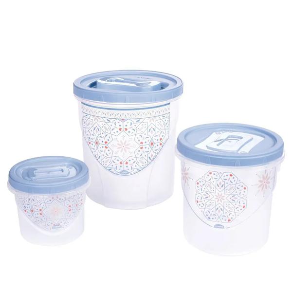 Jogo Pote Plasutil Decora Azul C/3 R3707