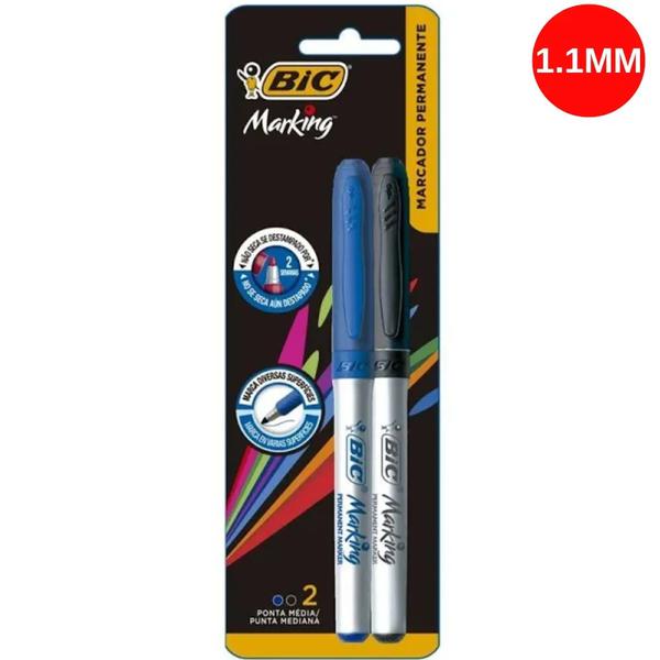 Marcador Bic Permanente Azul e Pto C/2