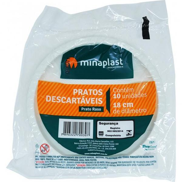 Prato Minaplast Plast.18cm C/10 Fundo