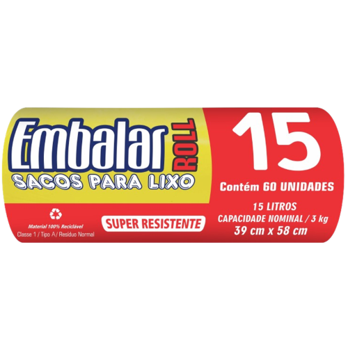 Saco Lixo Embalar Amarelo Rolo 15lt