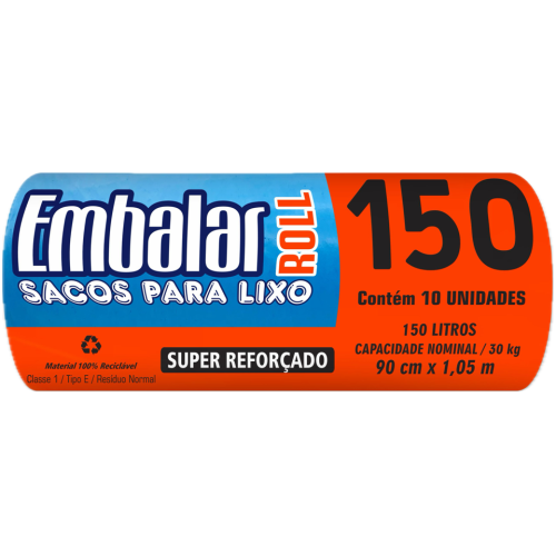 Saco Lixo Embalar Azul Rolo 150lt C/10