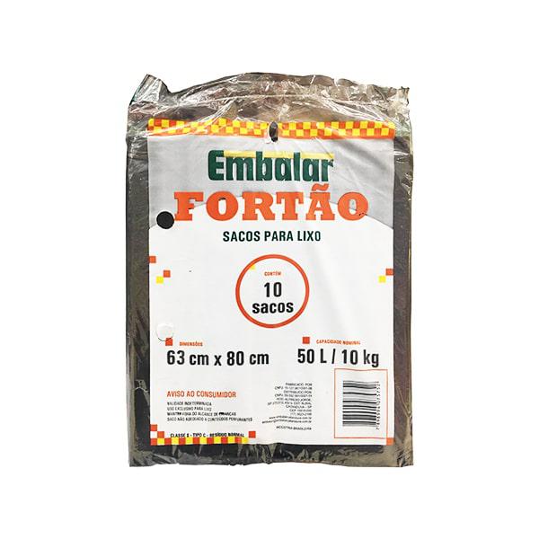 Saco Lixo Embalar Fortao Preto 50lt C/10