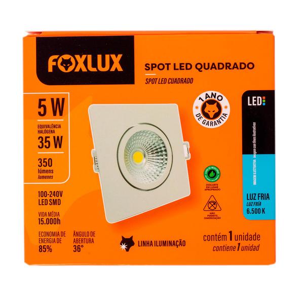 Spot Foxlux 5w Quadrado Bivolt