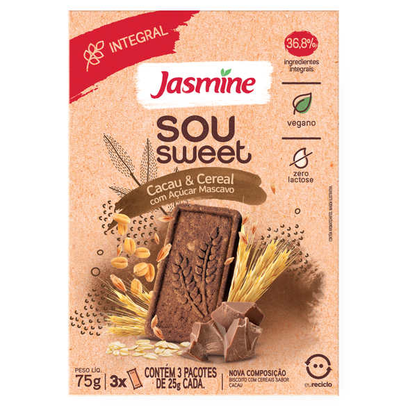 Biscoito Jasmine Sou Sweet Cacau 75g