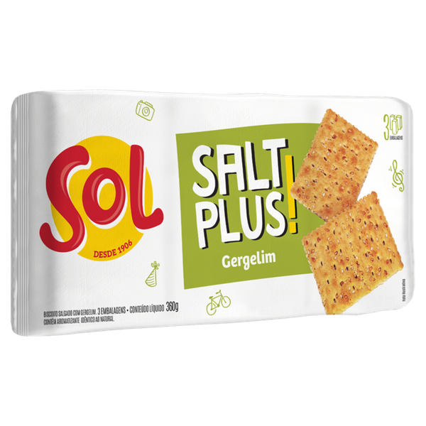 Biscoito Salt Plus Gergelim 360g