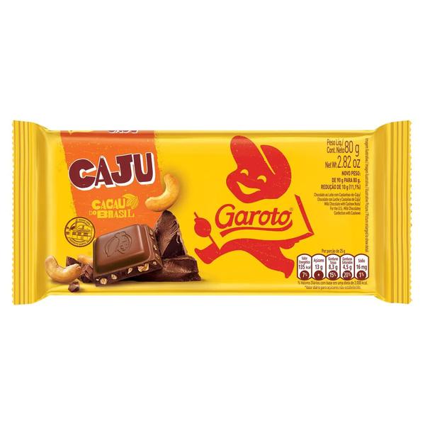 Chocolate Garoto Castanha Caju Tablete 80g