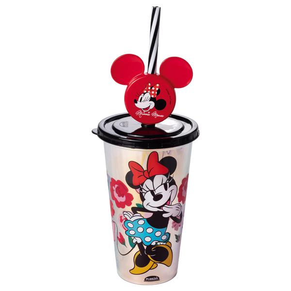 Copo Plasutil Com Pin Minnie Vermelho 500 Ml
