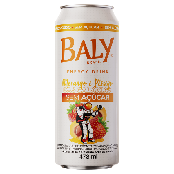 Energetico Baly Morango e Pessego S/Ac. 473ml