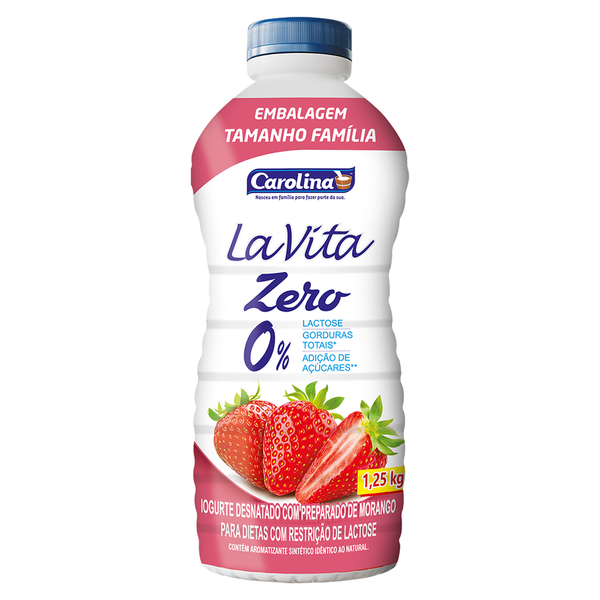 Iogurte Carolina Zero Lactose Lavita Morango 1250g