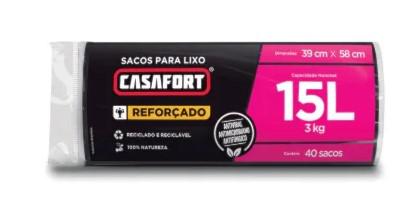 Saco P/ Lixo Casafort Preto 15 Lt Rolo