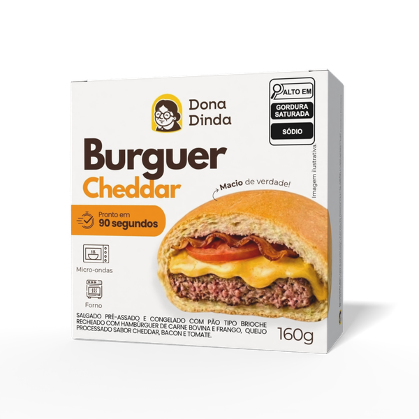 Sanduiche Dona Dinda Hamb.Cheed.Bac.160g
