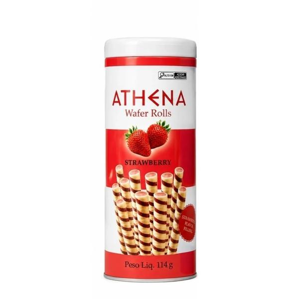 Wafer Rool Athena Strawberry 114g (lata)
