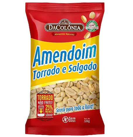 AMENDOIM DACOLONIA 320G TORRADO SALGADO