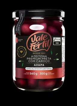 AZEITONA PRETA VALE FERTIL 300G VD C/CAROÇO AZAPA