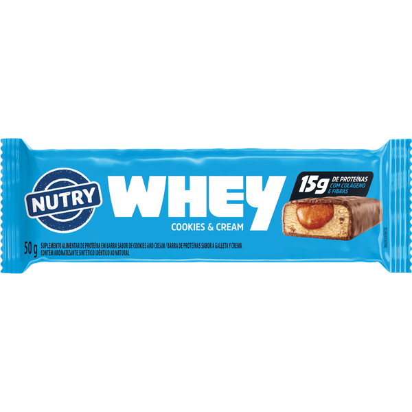 BARRA NUTRY WHEY 50G 15G PROTEÍNA COOKIES CREAM