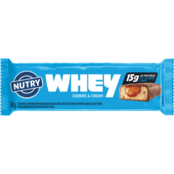 BARRA NUTRY WHEY 50G 15G PROTEÍNA COOKIES CREAM