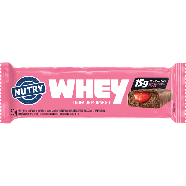 BARRA NUTRY WHEY 50G 15G PROTEÍNA TRUFA MORANGO