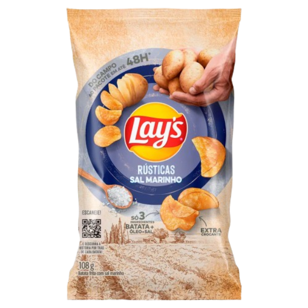 BATATA LAYS 108G RÚSTICA SAL MARINHO