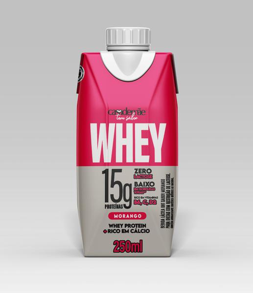 BEBIDA LÁCTEA CASA DE MAE 250ML 15G PROTEÍNA WHEY MORANGO
