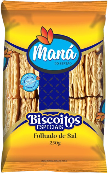 BISCOITO MANA 250G FOLHADO SALGADO