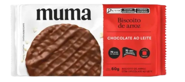 BISCOITO MUMA 60G S/GLUTÉN ARROZ CHOCOLATE AO LEITE