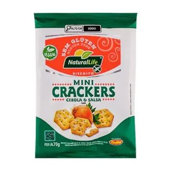 BISCOITO NATURAL LIFE 70G MINI CRACKERS S/GLÚTEN CEBOLA/SALSA