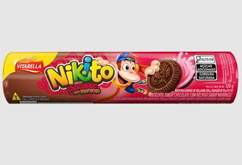 BISCOITO NIKITO 120G RECHEADO CHOCOLATE/MORANGO