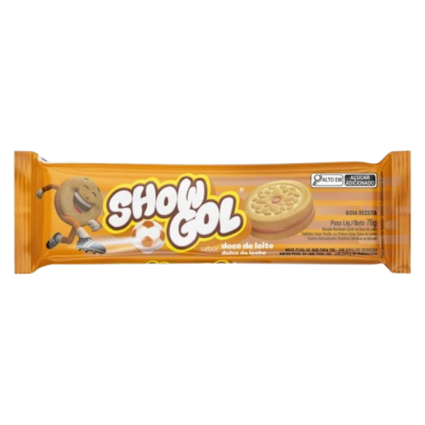 BISCOITO SHOW GOL 76G RECHEIO DOCE DE LEITE