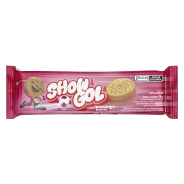 BISCOITO SHOW GOL 76G RECHEIO MORANGO