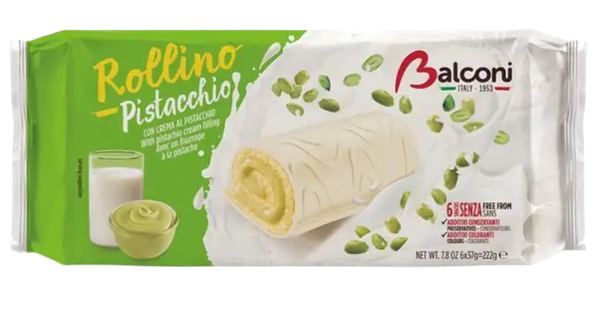 BOLINHO BALCONI 222G ROLLINHO PISTACHE/CHOCOLATE BRANCO