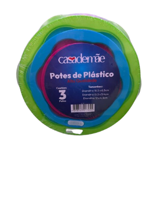 CONJUNTO POTE CASA DE MÃE C/3 PLASTICO REDONDO