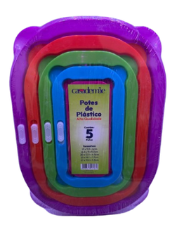 CONJUNTO POTE CASA DE MÃE C/5 PASTICO RETANGULAR