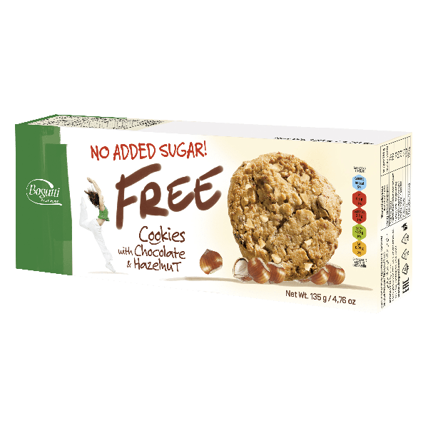 COOKIES BOGUTTI FREE 135G GOTAS CHOCOLATE AVELÃ