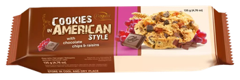 COOKIES IN AMERICAN STYLE 135G CHOCOLATE UVA PASSA