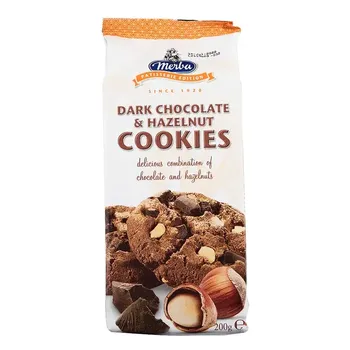 COOKIES MERBA 200G GTS CHOCOLATE AMARGO/AVELÃ