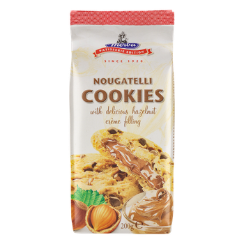 COOKIES MERBA 200G GTS CHOCOLATE AMARGO/CREMOSO/AVELÃ